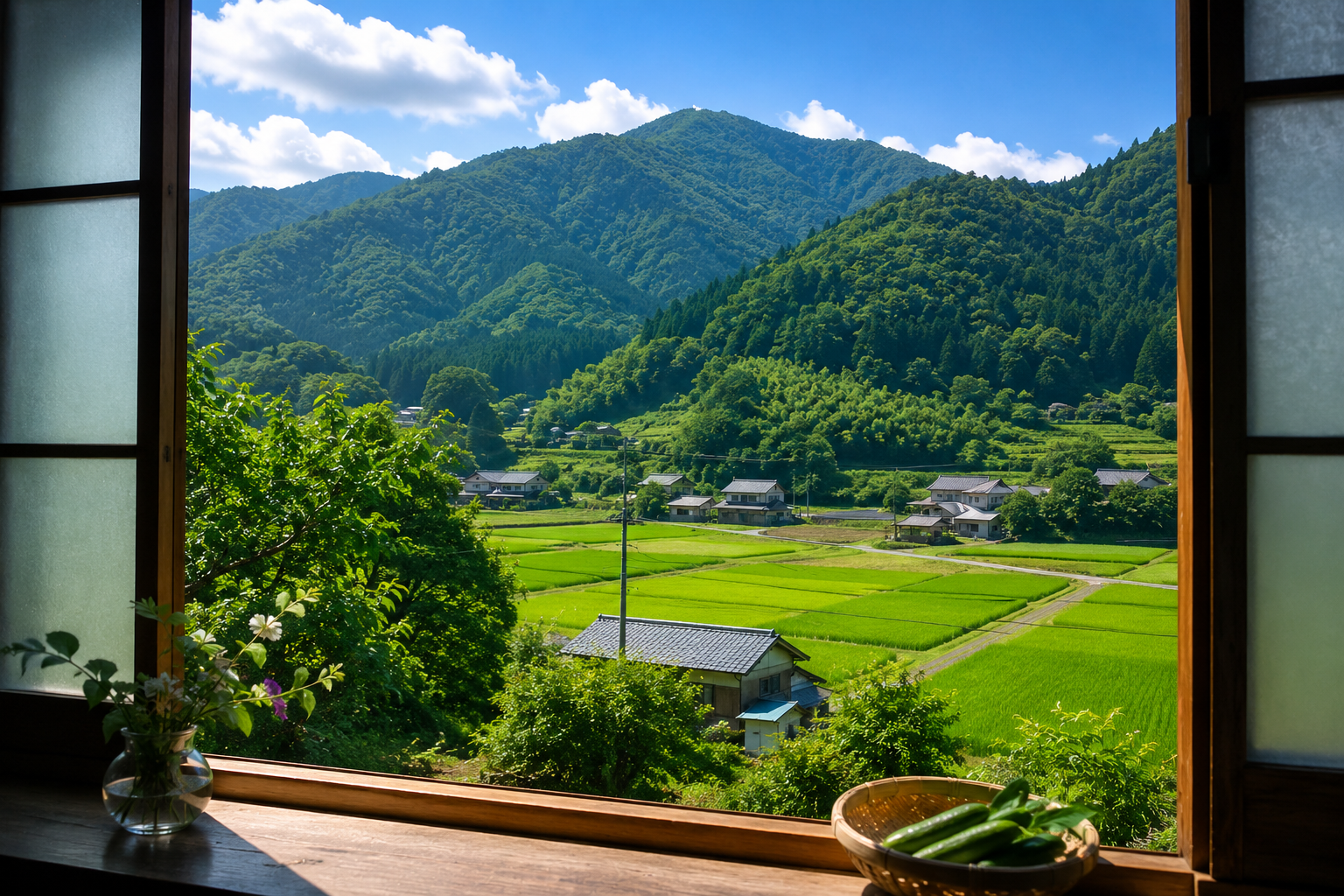 かたつまの山の眺め